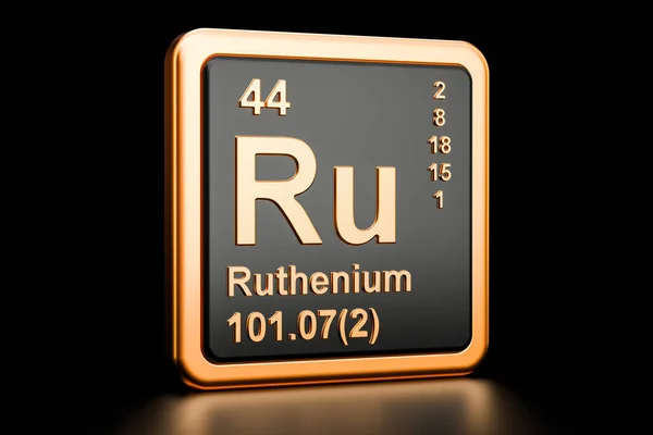 Ruthenium Ru elemento químico. Renderização 3D — Fotografia de Stock