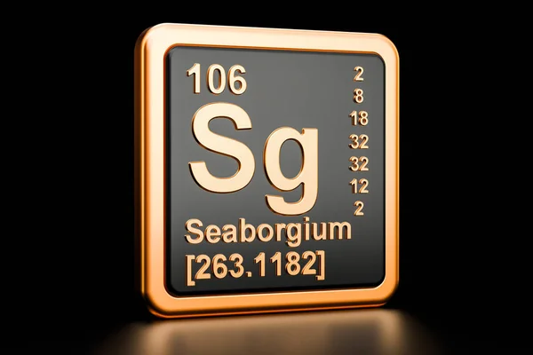 Seaborgium Sg elemento químico. Renderizado 3D — Foto de Stock