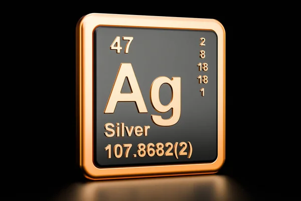 Silver Ag chemical element. 3D rendering — Stock Photo, Image