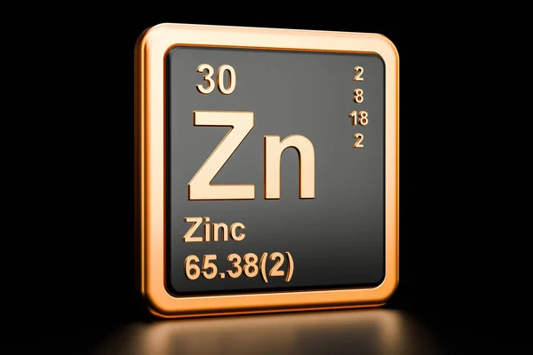 Zink zn, chemisches Element. 3D-Darstellung — Stockfoto