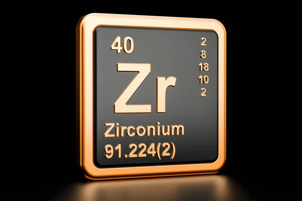 Zirconium Zr élément chimique. rendu 3D — Photo