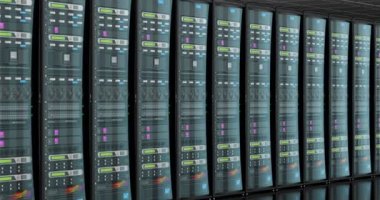 Sunucu veri merkezi, animasyon odasına. 3D render