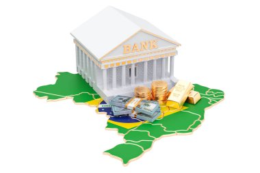 Bankacılık sisteminde Brezilya kavramı. 3D render