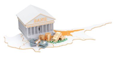 Bankacılık sisteminde Kıbrıs kavramı. 3D render