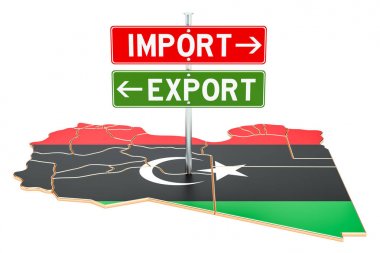 İthalat ve ihracat Libya kavram, 3d render
