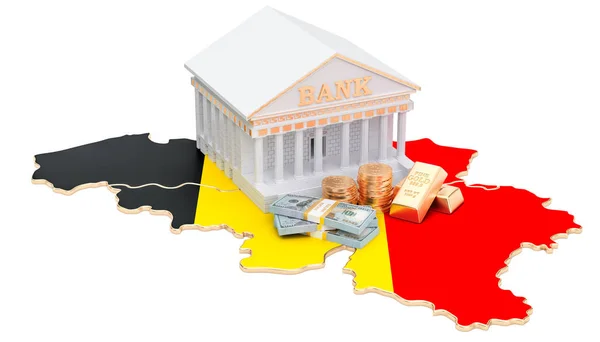 System bankowy w Belgii koncepcji. renderowania 3D — Zdjęcie stockowe