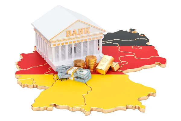 Bankensystem in Deutschland Konzept. 3D-Darstellung — Stockfoto