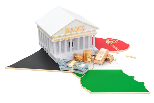 System bankowy w koncepcji Kuwejt. renderowania 3D — Zdjęcie stockowe