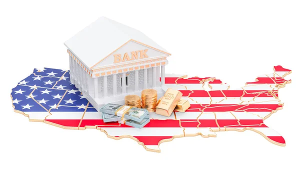 Systemu bankowego w Usa koncepcji. renderowania 3D — Zdjęcie stockowe