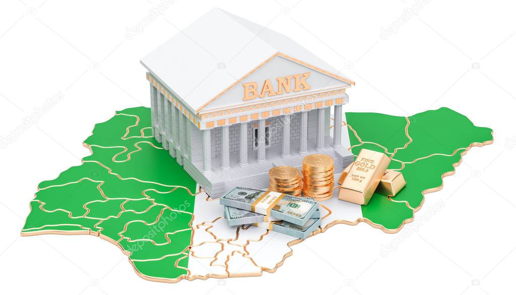Banking system in Nigeria concept. 3D rendering