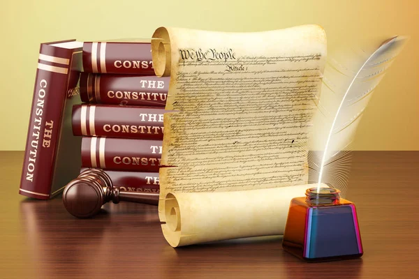 木製テーブルの上アメリカ合衆国概念の憲法。3 — ストック写真