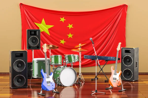 Musica, rock band dal concetto della Cina, rendering 3D — Foto Stock