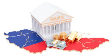 Bankacılık sistemi Çek Cumhuriyeti kavram. 3D render