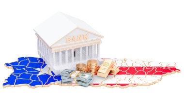 Bankacılık sisteminde Porto Riko kavramı. 3D render