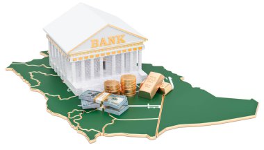 Bankacılık sisteminde Suudi Arabistan kavramı. 3D render
