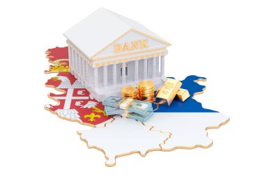 Banking system in Serbia concept. 3D rendering clipart