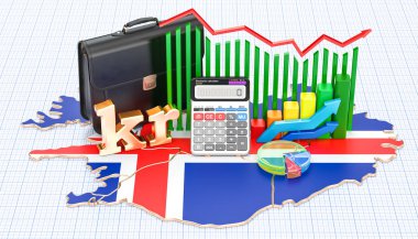 İş, ticaret ve Finans İzlanda kavram, 3d render