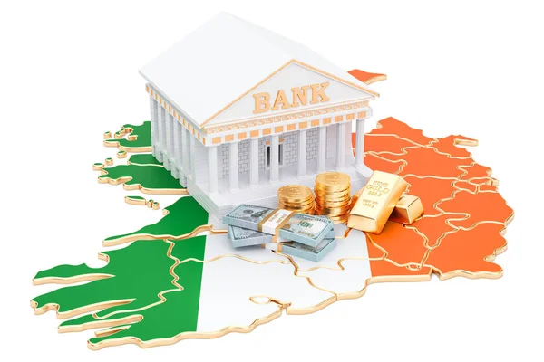 Sistema bancario en Irlanda concepto. Renderizado 3D —  Fotos de Stock