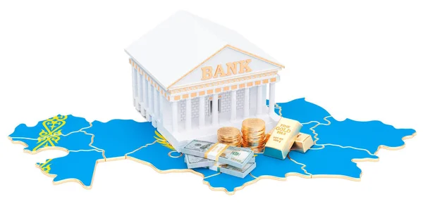 Sistema bancario nel concetto di Kazakistan. Rendering 3D — Foto Stock