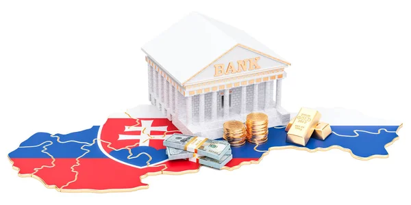 Bankovní systém v Slovensku konceptu. 3D vykreslování — Stock fotografie