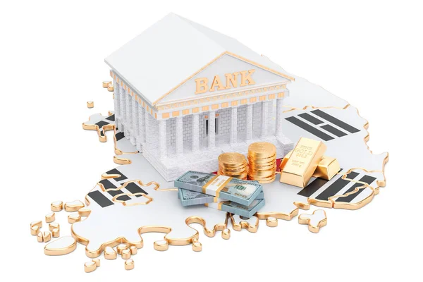 Bankovní systém v Jižní Koreji konceptu. 3D vykreslování — Stock fotografie