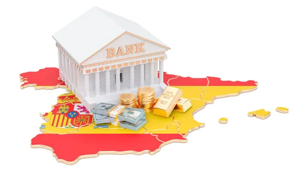 Bankrendszer Spanyolország koncepció. 3D-leképezés — Stock Fotó