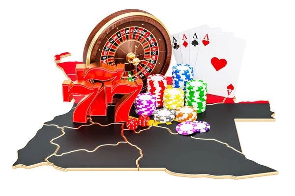 Casino y la industria del juego en Angola concepto, representación 3D — Foto de Stock