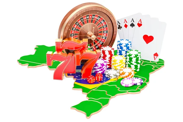Casino y la industria del juego en Brazil concepto, representación 3D — Foto de Stock