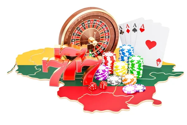 Καζίνο και τυχερά παιχνίδια της βιομηχανίας στη Λιθουανία concept, 3d rendering — Φωτογραφία Αρχείου
