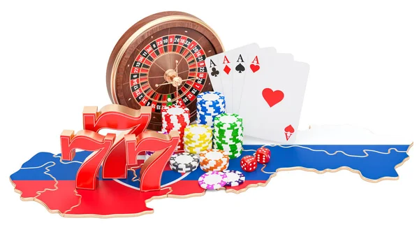 Casino e industria del gioco d'azzardo in Slovacchia concetto, rendering 3D — Foto Stock