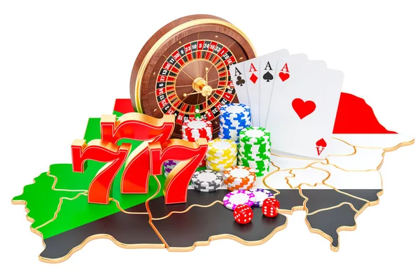 Καζίνο και τυχερά παιχνίδια της βιομηχανίας στο Σουδάν concept, 3d rendering — Φωτογραφία Αρχείου