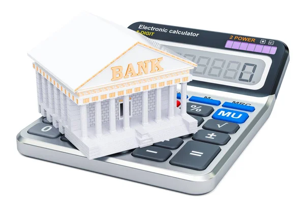 Concepto bancario con calculadora, renderizado 3D — Foto de Stock