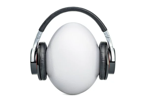 带耳机的鸡蛋, 3d 渲染 — 图库照片