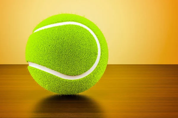 Tennisboll på trä bordet. 3D-rendering — Stockfoto