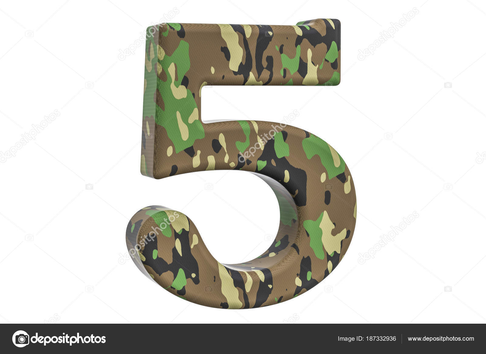 Camuflagem número exército 5, renderização em 3d — Stock 