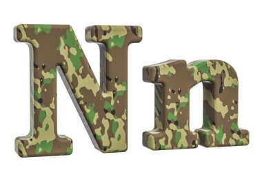 Kamuflaj ordu harf N, 3d render