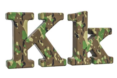 Kamuflaj ordu harf K, 3d render