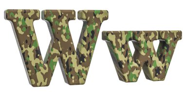 Kamuflaj ordu harf W, 3d render