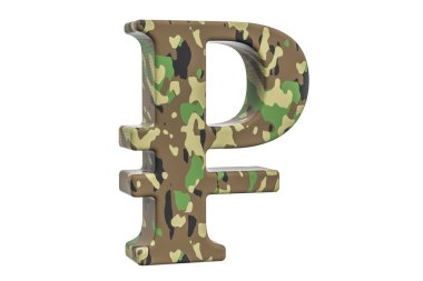 Kamuflaj ordu Rublesi sembolü, 3d render 