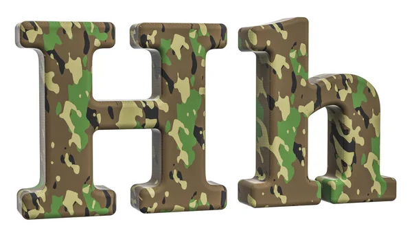 Carta H do exército de camuflagem, renderização 3D — Fotografia de Stock