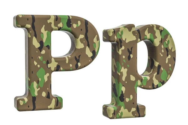 Mimetizzazione esercito lettera P, rendering 3D — Foto Stock