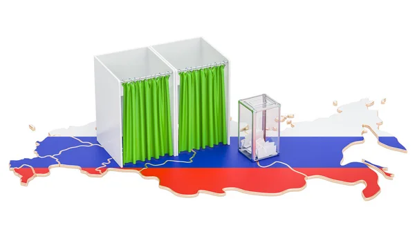 Concepto de elección rusa, urnas y cabinas de votación en el ma — Foto de Stock