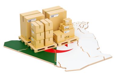 Nakliye ve teslimat Cezayir konsepti, 3d render