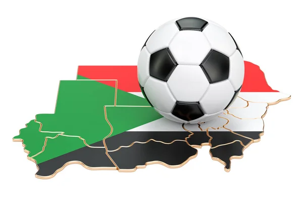 Pallone da calcio con mappa del concetto Sudan, rendering 3D — Foto Stock