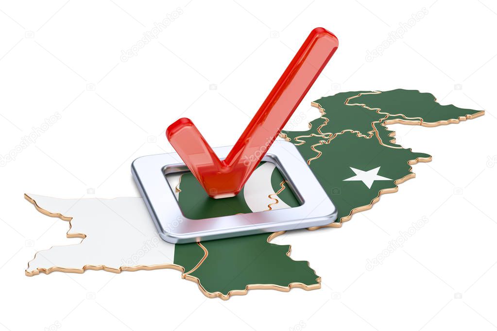 Pakistani election concept, vote in Pakistan, 3D rendering