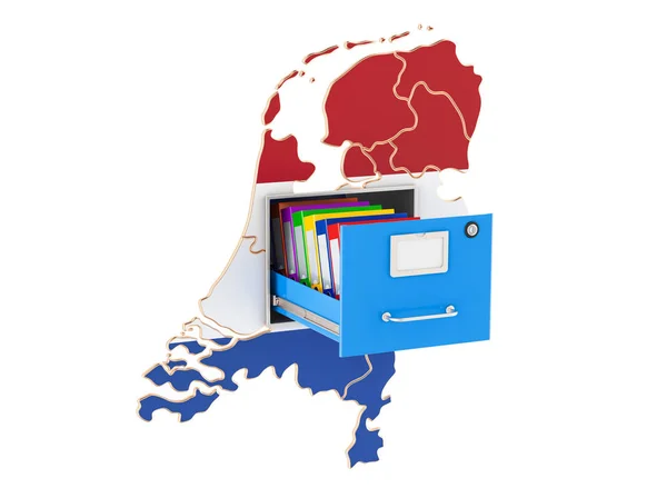Conceito de base de dados nacional dos Países Baixos, renderização 3D — Fotografia de Stock