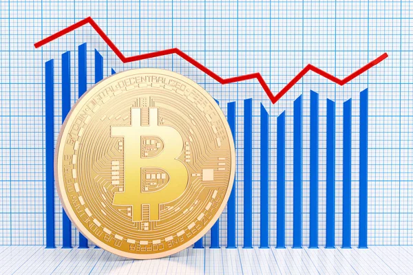 Grafik büyüyen ile Bitcoin. 3D render
