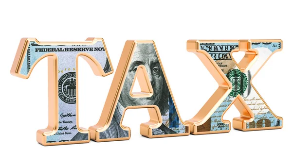 Tax inscription with USA dollar texture. 3D rendering — Stock Photo, Image