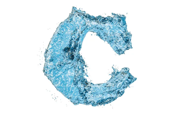 Wasserbuchstabe c, 3D-Darstellung — Stockfoto
