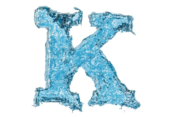 水の手紙 K、3 d レンダリング — ストック写真